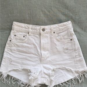 Zara White Distressed Jean Shorts